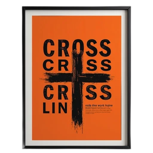 cross, line, poster, black transparent PNG cut-out