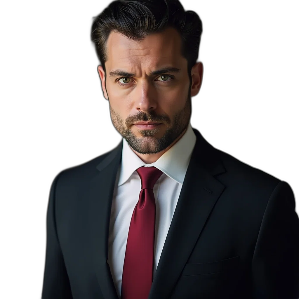 face, jacket, staff, photorealistic transparent PNG cut-out