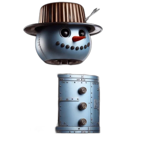 robot, hat, 3d render, concept art transparent PNG cut-out