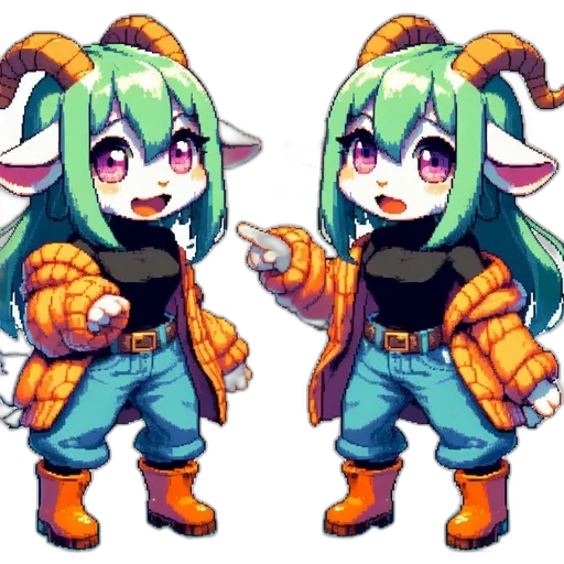 creature, pixel art, concept art, anime transparent PNG cut-out