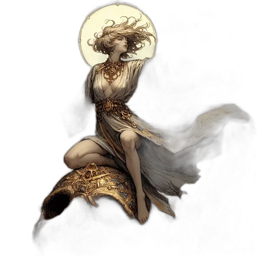 dress, dragon, staff, creature transparent PNG cut-out