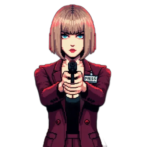 weapon, jacket, staff, pixel art transparent PNG cut-out