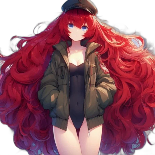 jacket, hat, dress, hair transparent PNG cut-out