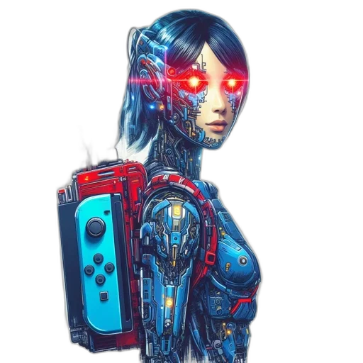 robot, dress, face, cyberpunk transparent PNG cut-out