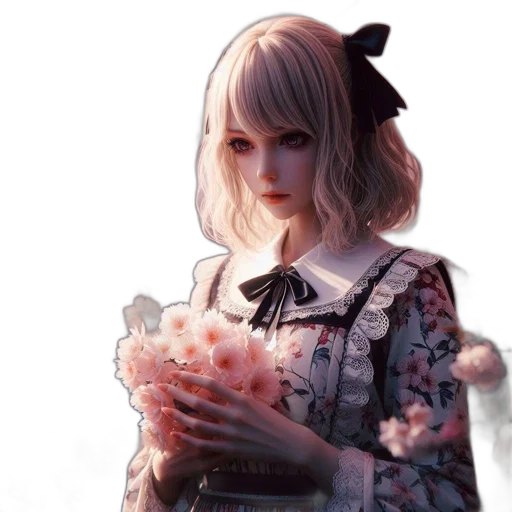 dress, flower, face, robot transparent PNG cut-out