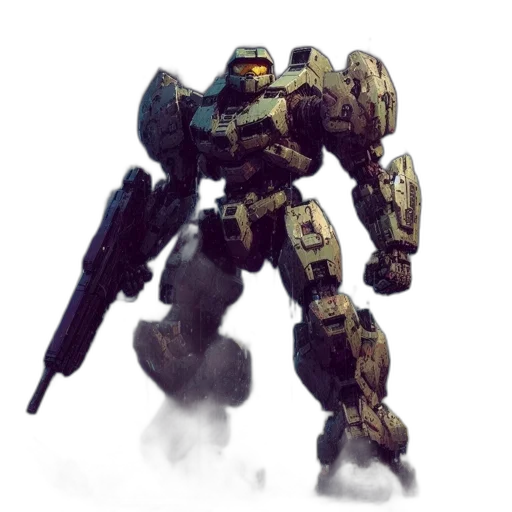 robot, weapon, concept art, 3d render transparent PNG cut-out