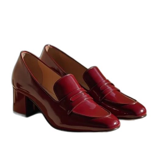 shoes, flats, bordeaux, patent transparent PNG cut-out