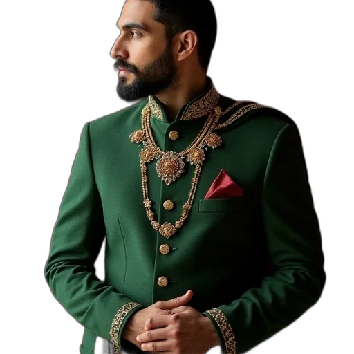 jacket, jewelry, crown, staff transparent PNG cut-out