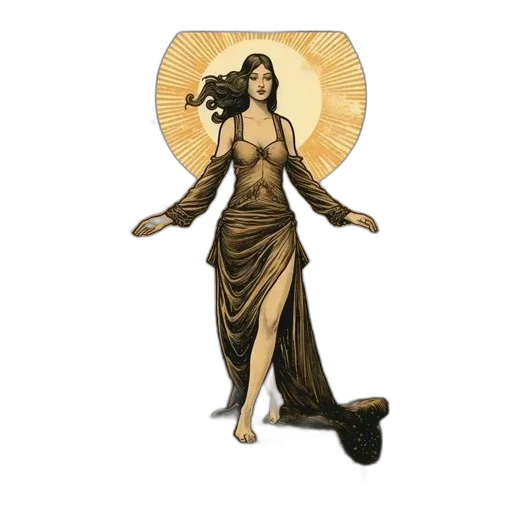 earth tones, golden, central, female transparent PNG cut-out