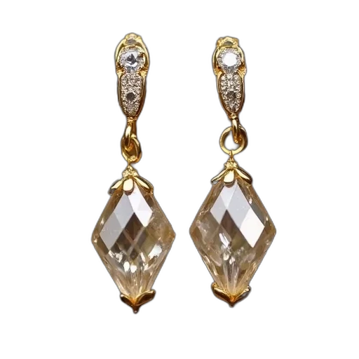 jewelry, pair, gold, earrings transparent PNG cut-out