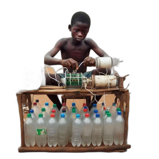 bottle, concept art, young, boy transparent PNG cut-out