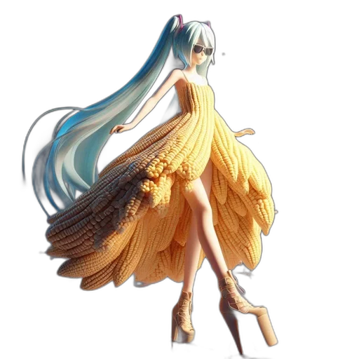 dress, weapon, hair, staff transparent PNG cut-out