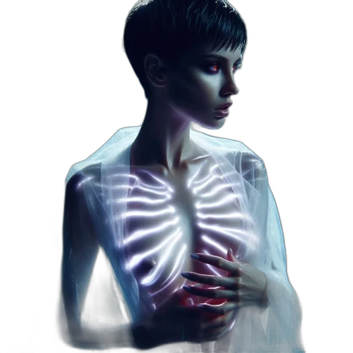 jewelry, robot, dress, cyberpunk transparent PNG cut-out
