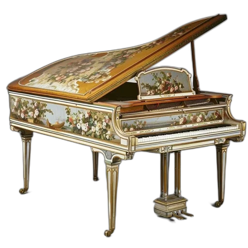furniture, photorealistic, grand, piano transparent PNG cut-out