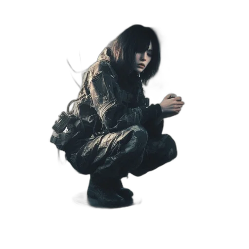 jacket, weapon, creature, staff transparent PNG cut-out