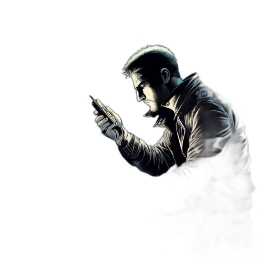jacket, weapon, staff, face transparent PNG cut-out