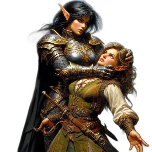 fantasy art, concept art, comic book art, two transparent PNG cut-out
