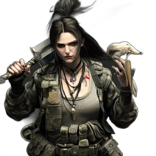 jacket, weapon, staff, concept art transparent PNG cut-out