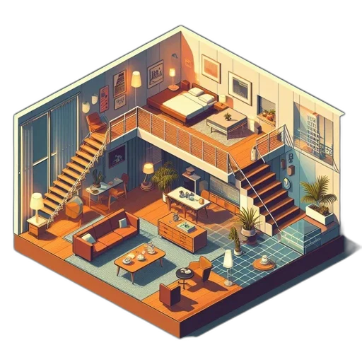furniture, concept art, pixel art, 3d render transparent PNG cut-out