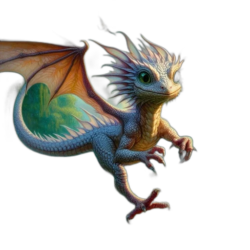 dragon, creature, staff, animal transparent PNG cut-out
