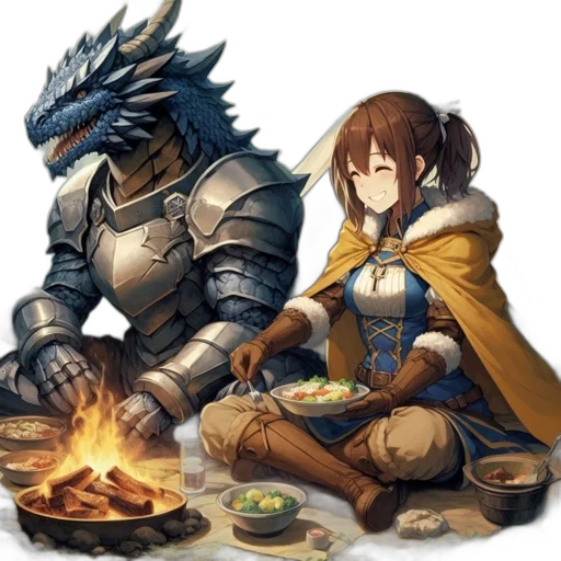 dragon, food, sword, fantasy art transparent PNG cut-out