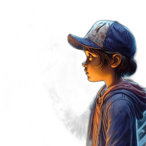 hat, face, jacket, photorealistic transparent PNG cut-out