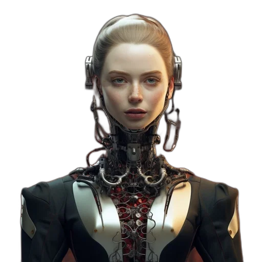 robot, face, jacket, staff transparent PNG cut-out