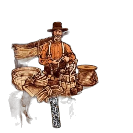 jacket, hat, staff, weapon transparent PNG cut-out