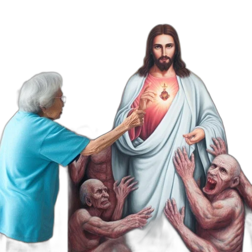 concept art, elderly, woman, blue transparent PNG cut-out