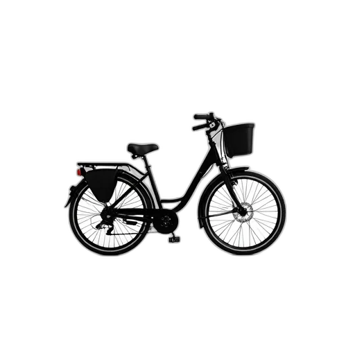 3d render, photorealistic, black, bicycle transparent PNG cut-out
