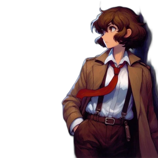 jacket, staff, face, concept art transparent PNG cut-out