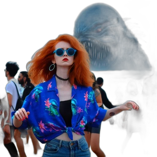 creature, jacket, animal, vaporwave transparent PNG cut-out