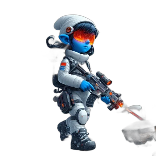 robot, weapon, concept art, 3d render transparent PNG cut-out
