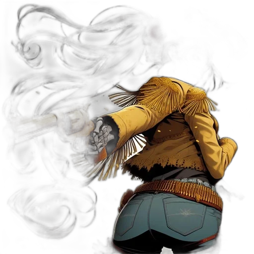 jacket, weapon, staff, mask transparent PNG cut-out