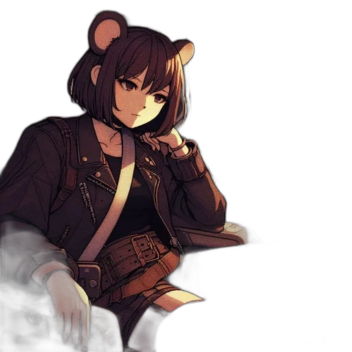 jacket, mask, staff, creature transparent PNG cut-out