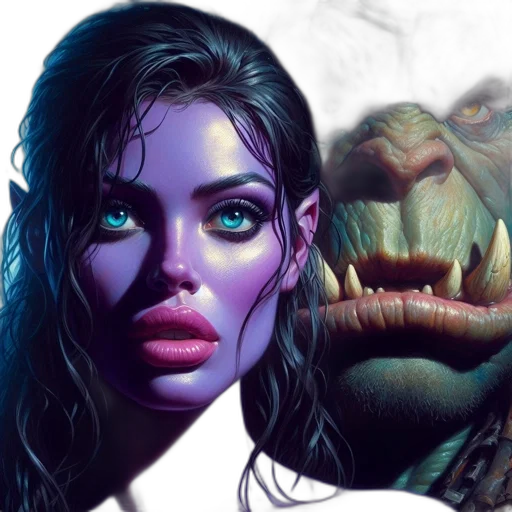 face, fantasy art, concept art, photorealistic transparent PNG cut-out