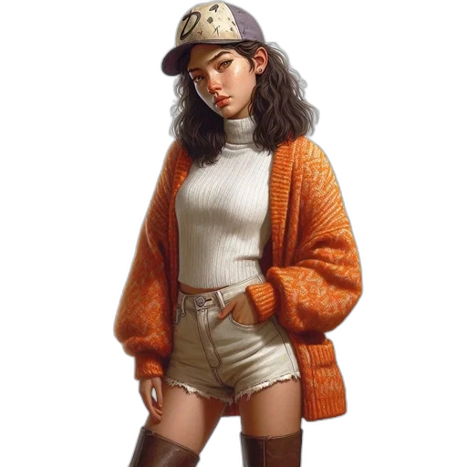 jacket, hat, staff, concept art transparent PNG cut-out