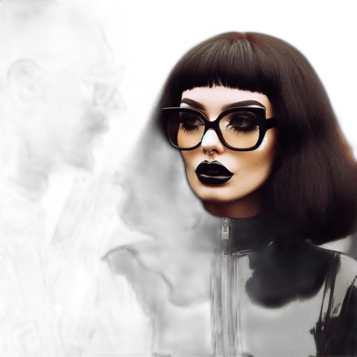 face, mask, hair, photorealistic transparent PNG cut-out