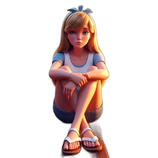 dress, face, staff, 3d render transparent PNG cut-out