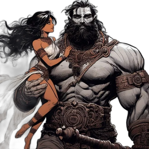 comic book art, fantasy art, concept art, two transparent PNG cut-out