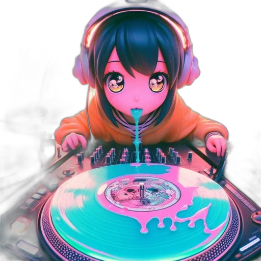 anime, vaporwave, cyberpunk, cartoon transparent PNG cut-out