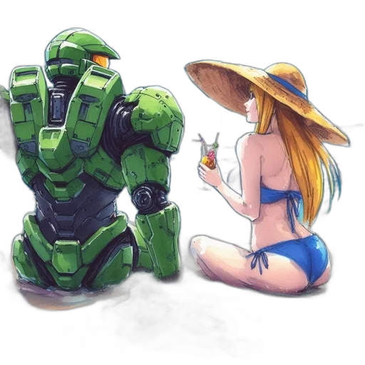 robot, weapon, hat, dress transparent PNG cut-out