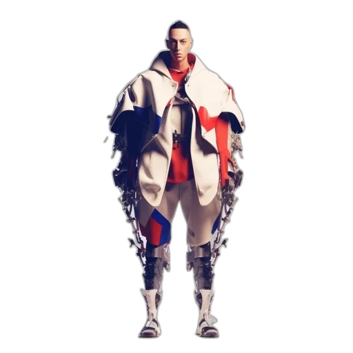 jacket, robot, dragon, staff transparent PNG cut-out