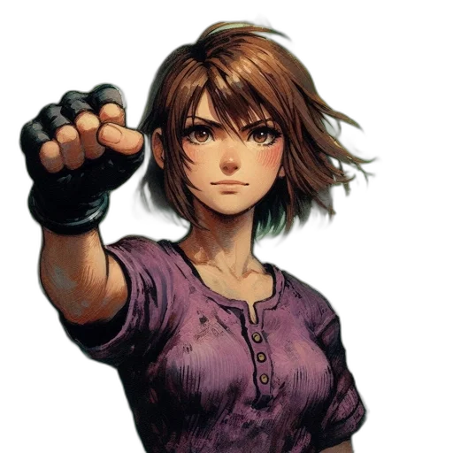 weapon, staff, face, hair transparent PNG cut-out