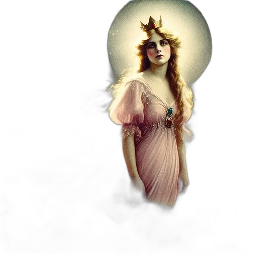 dress, crown, jewelry, staff transparent PNG cut-out