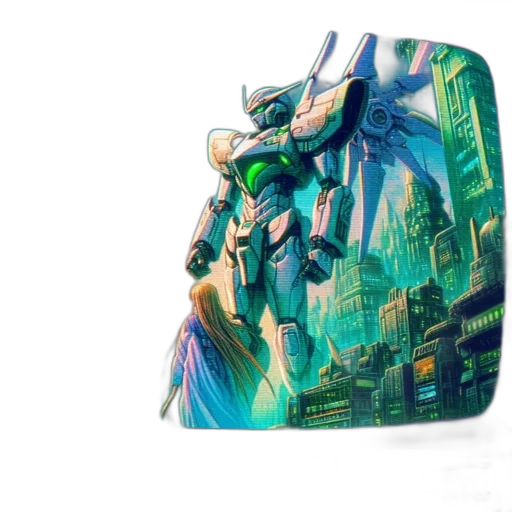 dragon, robot, concept art, vaporwave transparent PNG cut-out