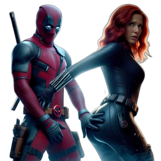 comic book art, concept art, red, deadpool transparent PNG cut-out