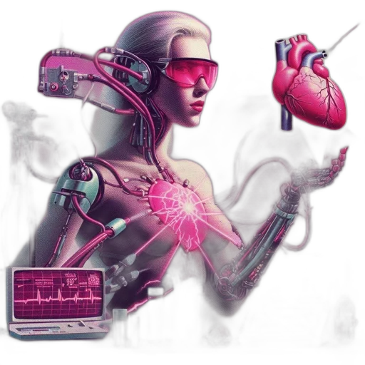 robot, cyberpunk, concept art, vaporwave transparent PNG cut-out
