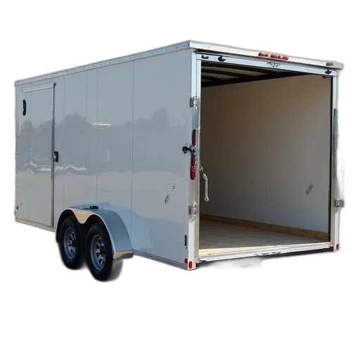 3d render, trailers, open, aluminum transparent PNG cut-out