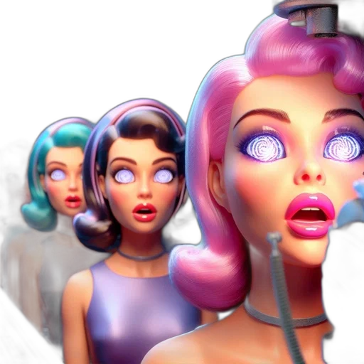 robot, hair, face, 3d render transparent PNG cut-out